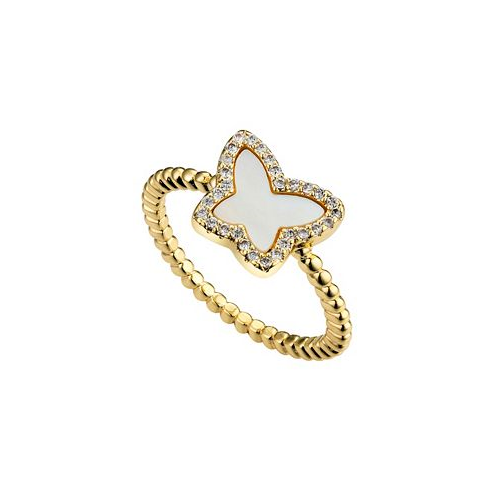 Unwritten Cubic Zirconia Mother of Pearl Butterfly Ring