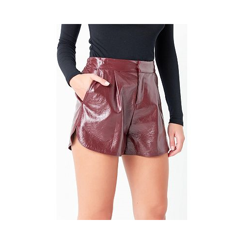 Grey Lab Womens High-Waisted Faux Leather Shorts