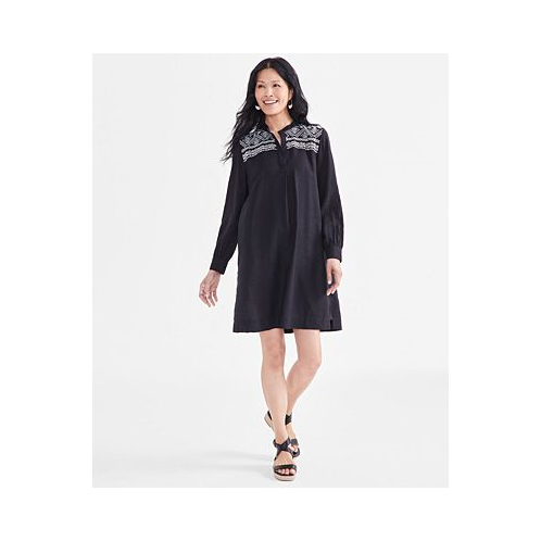 Style & Co Womens Embroidered Pullover Long-Sleeve Dress