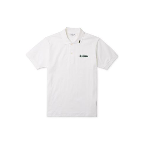 Lacoste Mens Crocodile Wording Short Sleeve Polo Shirt