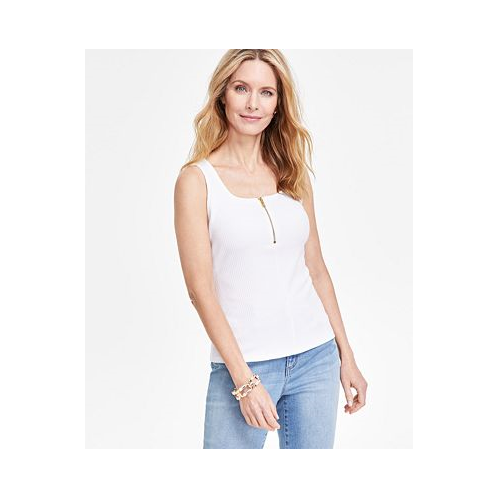 I.N.C. International Concepts Womens Half Zip Ribbed Knit Tank Top