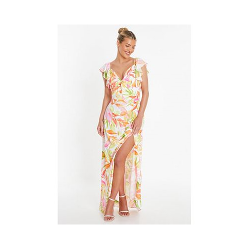 QUIZ Womens Crepe Tropical Maxi Dress