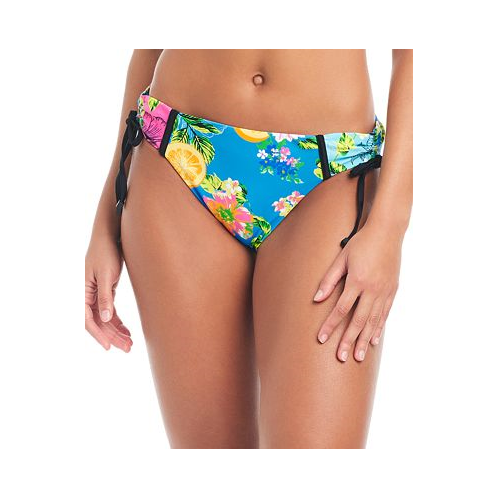 Bar III Womens Tropical-Print Shirred-Side Hipster Bikini Bottoms