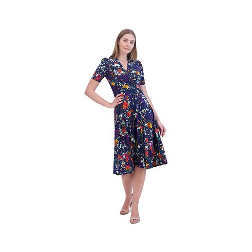 Jessica Howard Petite Floral-Print Twist-Front Midi Dress