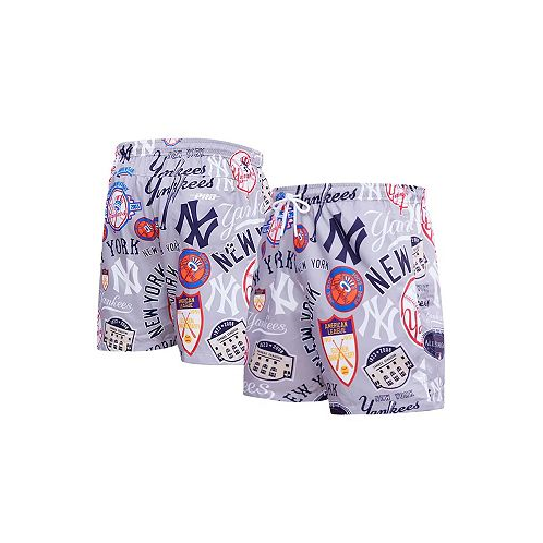 Pro Standard Mens Gray New York Yankees Toss Logo Woven Shorts