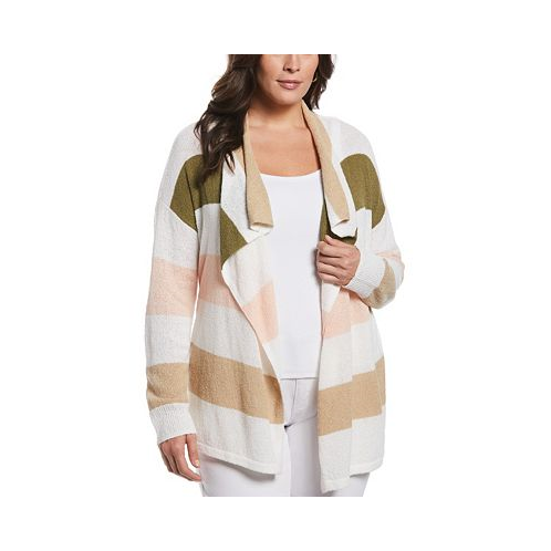 ELLA Rafaella Plus Size Stripe Draped Cardigan Sweater
