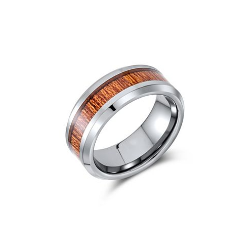 Bling Jewelry Koa Wood Style Inlay Titanium Wedding Band Rings For Men For Women Comfort Fit 8MM