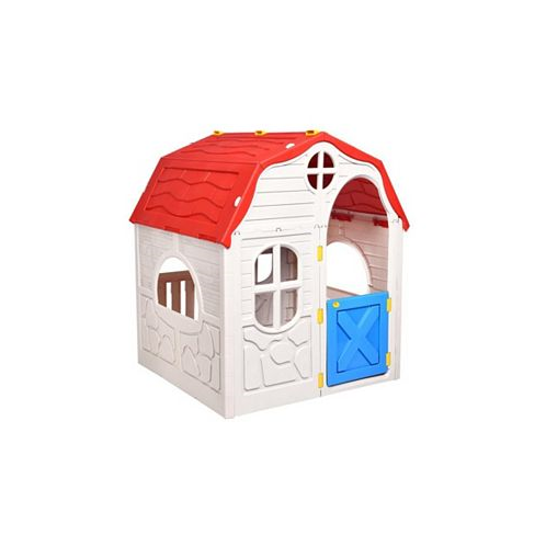 Slickblue Kids Cottage Playhouse Foldable Plastic Indoor Outdoor Toy