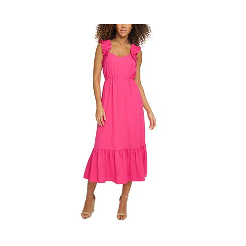 Kensie Womens Sleeveless Tiered Midi Dress