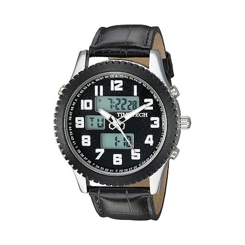 TIMETECH Mens Alarm Sport Analog Digital Metal Case Watch with Black Strap