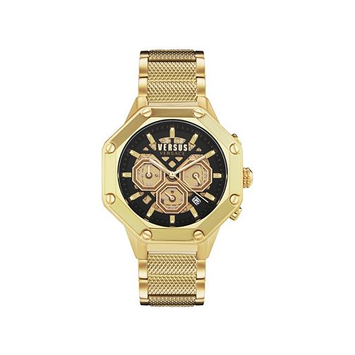 Versus Versace Mens Palestro IP Yellow Gold Stainless Steel Watch 45MM