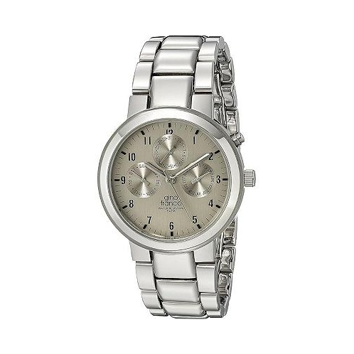 Gino Franco Mens Round Stainless Steel Multi-Function Bracelet Watch
