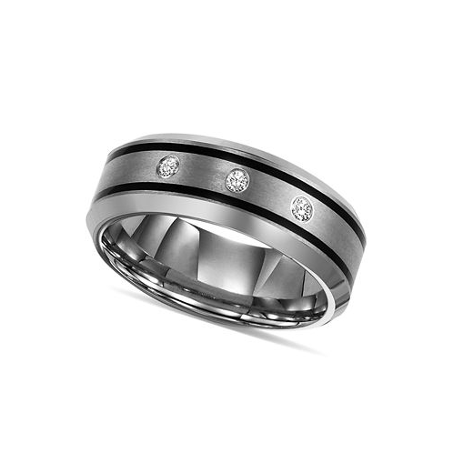 Triton Tungsten Ring Diamond Wedding Band (1/10 ct. t.w.)
