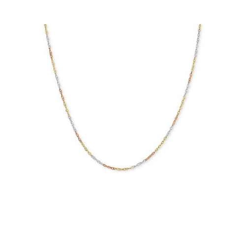 Macys 18 Tri-Color Singapore Chain Necklace (2-5/8mm) in 14k Gold White Gold & Rose Gold