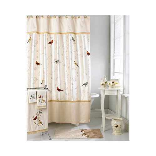 Avanti Gilded Birds Bordered Printed Shower Curtain 72 x 72