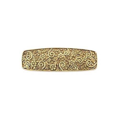 2028 Gold-tone Floral Etched Hair Barrette
