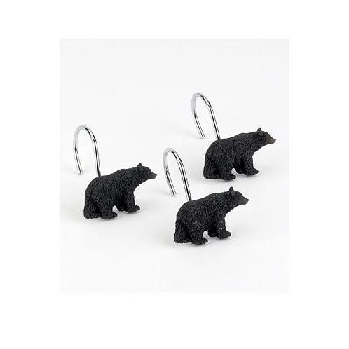 Avanti Black Playful Bears Lodge Resin 12-Pc. Shower Curtain Hooks
