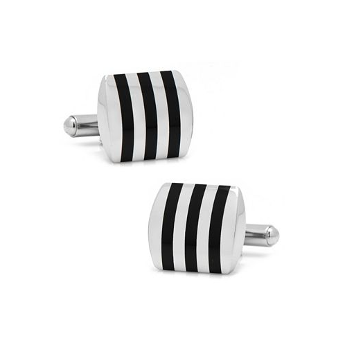 Cufflinks Inc. Stainless Steel Striped Onyx Cufflinks