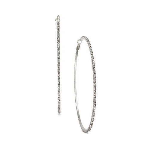 I.N.C. International Concepts Silver-Tone Extra-Large Pave Hoop Earrings 3.54