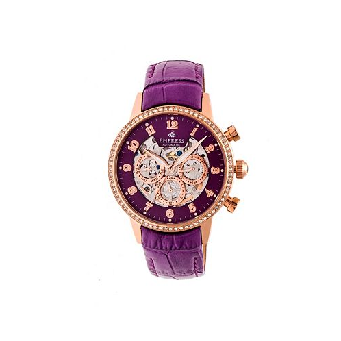 Empress Beatrice Automatic Purple Leather Watch 38mm