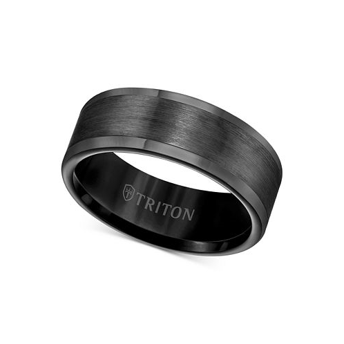 Triton Mens Ring 8mm Wedding Band in White or Black Tungsten