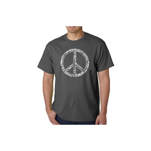 LA Pop Art Mens Word Art T-Shirt - Peace Sign in 77 Languages
