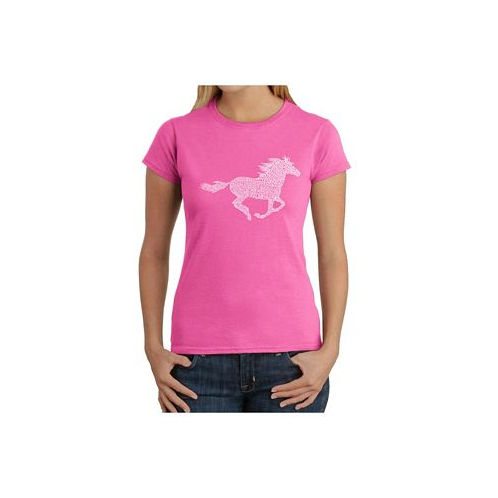 LA Pop Art Womens Word Art T-Shirt - Horse Breeds