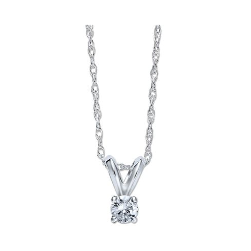 Macys Round-Cut Diamond Pendant Necklace in 10k Yellow or White Gold (1/10 ct. t.w.)