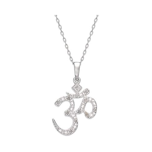 Macys Diamond Om Pendant Necklace in Sterling Silver (1/10 ct. t.w.)