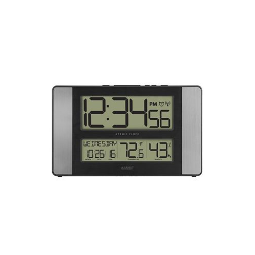 La Crosse Technology Atomic Digital Clock with Indoor Temperature and Humidity Aluminum finish