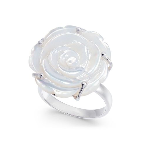 Macys Mother of Pearl Rose Statement Ring in Sterling Silver