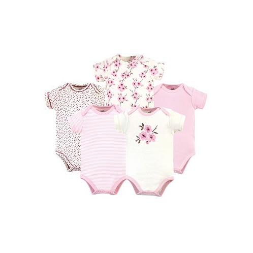 Touched by Nature Baby Girls Baby Organic Cotton Bodysuits 5pk Cherry Blossom