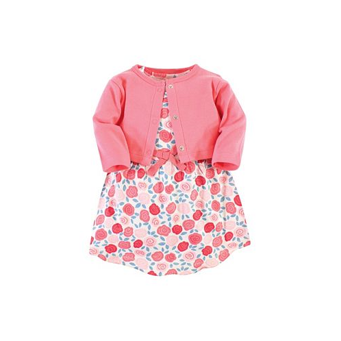 Touched by Nature Baby Girls Baby Organic Cotton Dress and Cardigan 2pc Set Rosebud