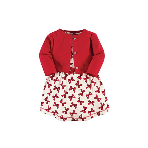 Touched by Nature Toddler Girls Dress and Cardigan 2pc Set Bows