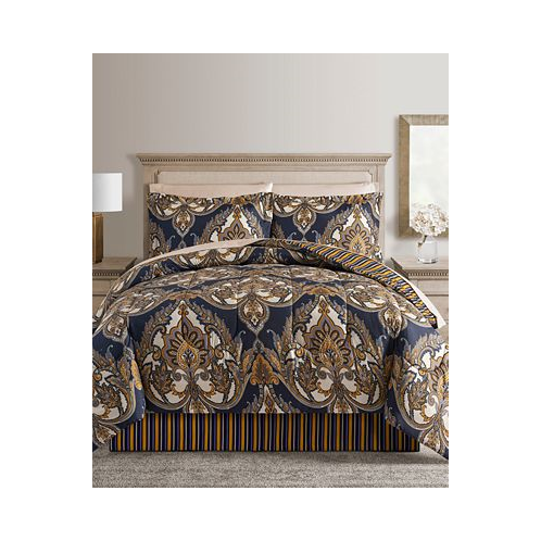 Fairfield Square Collection Odyssey Scroll/Stripe Reversible 8 Pc. Comforter Sets