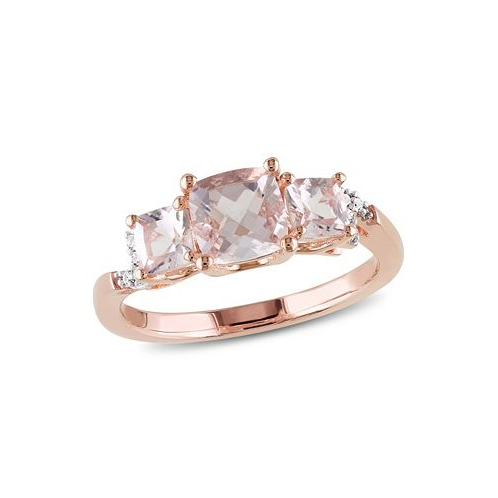 Macys Morganite (1-2/5 ct. t.w.) and Diamond Accent 3-Stone Ring in 18k Rose Gold Over Silver