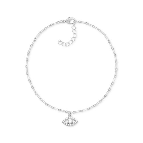Essentials And Now This Crystal Evil Eye Anklet in Silver-Plate