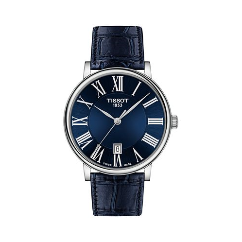 Tissot Mens Swiss Carson Premium Blue Leather Strap Watch 40mm