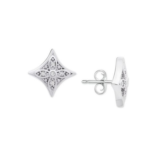 Macys Diamond Star Stud Earrings (1/10 ct. t.w.) in Sterling Silver