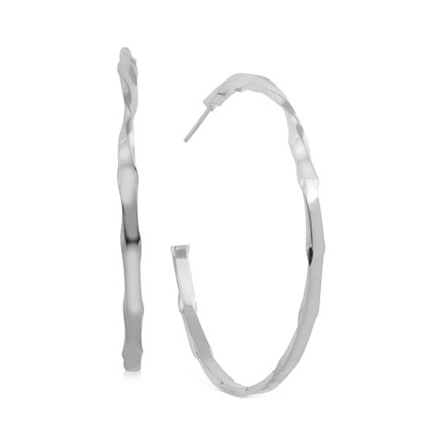 Essentials And Now This Twisted Skinny Medium Hoop Silver Plate Earrings 2