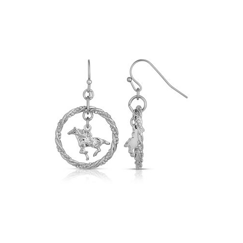2028 Silver-Tone Suspended Horse Drop Earrings