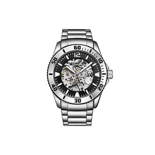 Stuhrling Mens Silver Tone Stainless Steel Bracelet Watch 44mm