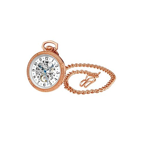 Stuhrling Womens Rose Gold Stainless Steel Chain Pocket Watch 48mm