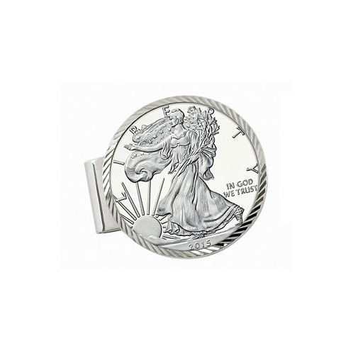 American Coin Treasures Mens Sterling Silver Diamond Cut Coin Money Clip with Proof American Silver Eagle Dollar