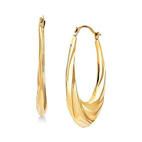 Macys Swirl Oval Hoop Earrings in 14k Gold
