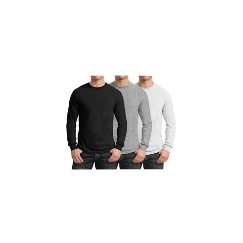 Galaxy By Harvic Mens 3-Pack Egyptian Cotton-Blend Long Sleeve Crew Neck Tee