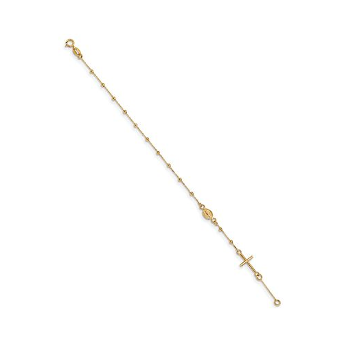 Macys Cross & Rosary Link Bracelet in 14k Yellow Gold