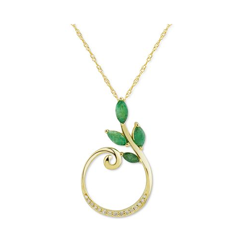 Macys Emerald (5/8 ct. t.w.) & Diamond (1/20 ct. t.w.) 18 Pendant Necklace in 14k Gold