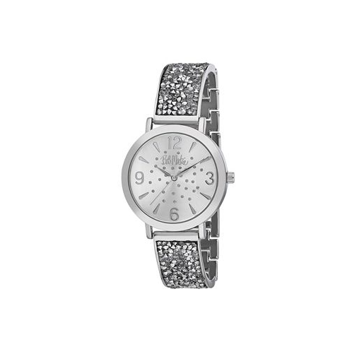 Bob Mackie Womens Silver-Tone Alloy Bracelet Glitz Watch 36mm