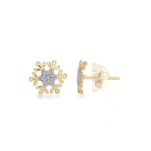 Disney Childrens Frozen Snowflake Stud Earrings in 14k Gold